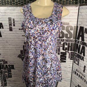 Simply Vera Wang  Blue Print Scoop Neck Tank Top